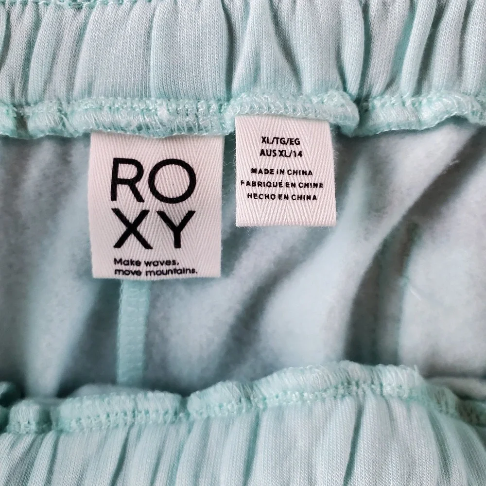 Roxy Check Out Light Blue Modal Blend Fleece Lounge Shorts XL Stretch ARJFB03092